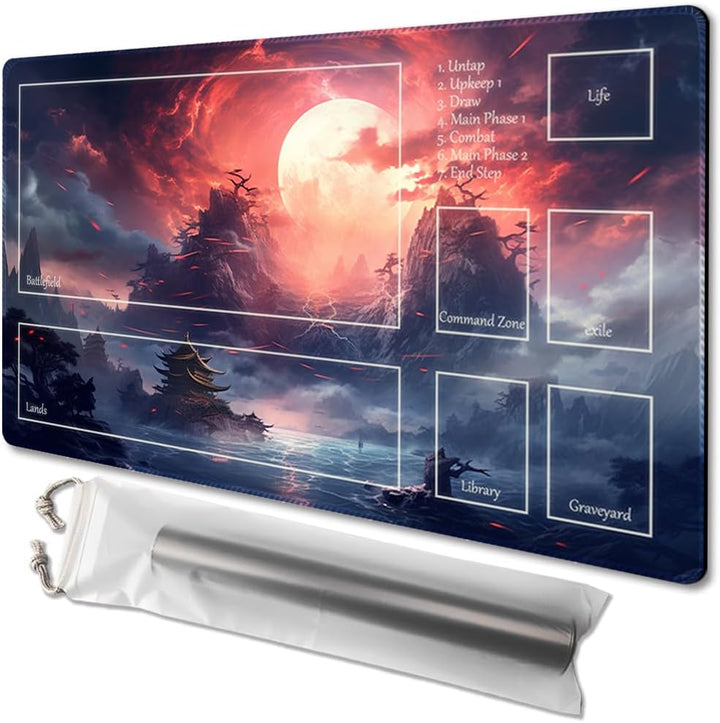 MTG Playmat Size 24X14In Free Storage Bags Non-Slip Backing, Ideal for Card Game Enthusiasts TCG Playmat (Shadow Dragon-No Deck)