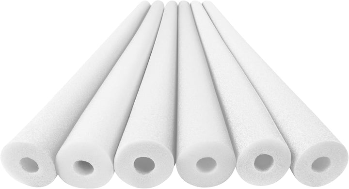 Pool Noodles Foam 6 Pack - Soft Large White Foam Noodle Tube, Bulk Swim Noodles, Multi-Purpose, Pool Toy, Floating Training Device, Exercise Aid, Craft Projects