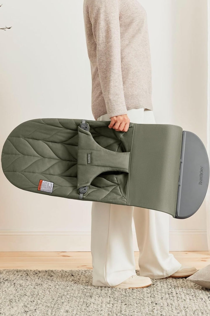 Bouncer Bliss, Dark Green, Woven, Petal Quilt | 2-In-1 Adjustable Baby Bouncer Seat and Toddler Chair, Newborn to Toddler (8-29 Lbs), 4 Positions, Lightweight & Portable