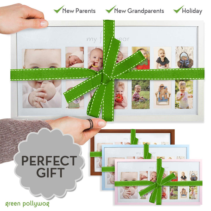 | Baby'S First Year Frame | Collage Frame for Baby in White | 12 Month Picture Frame | Milestone Photos | First Year Picture Mat | My First Year Photographs