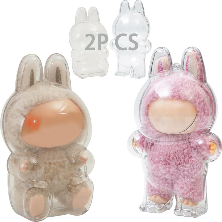 Protective Case for LABUBU, Clear Display Case with Keychain, (Doll Excluded, 1PCS Style a Standing)