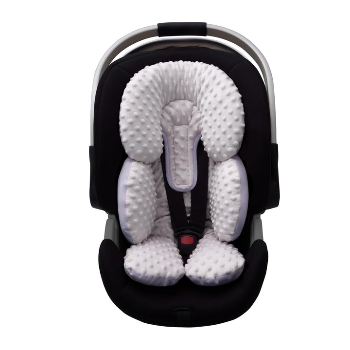 Infant Car Seat Head Neck Body Support, Ultra-Soft Minky and Microfiber Newborn Car Seat Insert, Perfect for Car Seat, Stroller, 2-In-1 Reversible, Girls, Pink