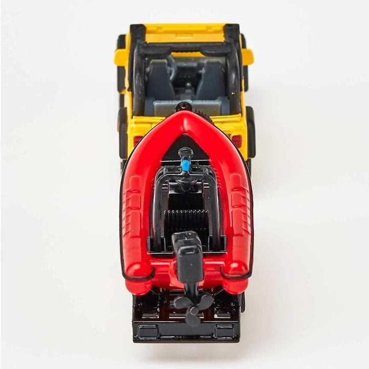 1658, Jeep with Boat, Metal/Plastic, Yellow/Red, Removable Trailer, Floatable Boat