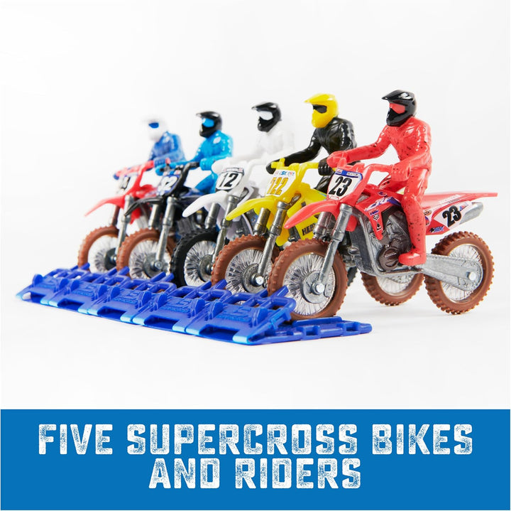 , Authentic 5-Pack of 1:24 Scale Die-Cast Motorcycles with Rider Figure, Toy Moto Bike for Kids and Collectors Ages 3 and Up