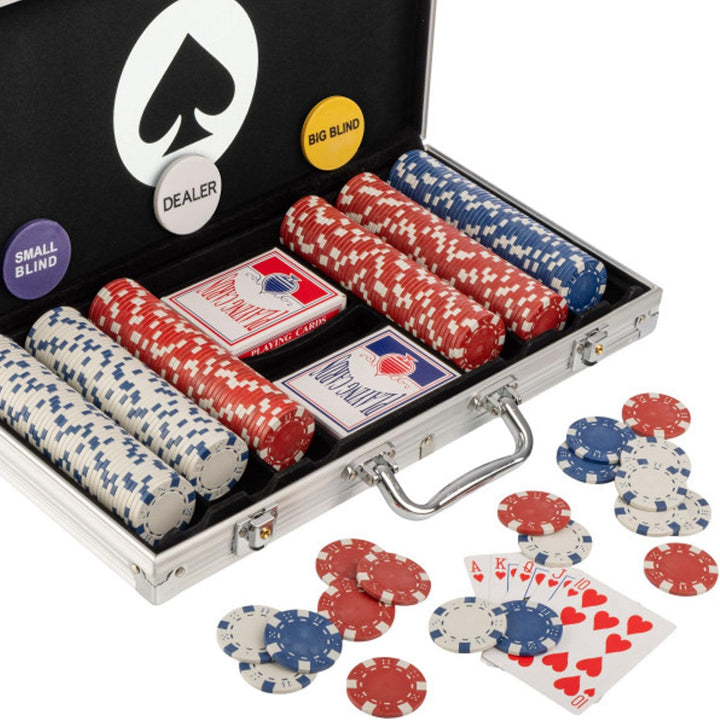 Poker Chip Set - 11.5G Poker Set with Cards, Buttons, Carrying Case, and 500 Poker Chips for Texas Hold'Em and Blackjack Games by