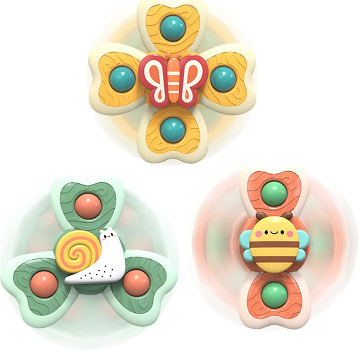 3-Piece Suction Cup Spinner Toys for Boy & Girl, Spinning Tops for Toddlers, Birthday Gift for Infant, Sensory Baby Bath Toys