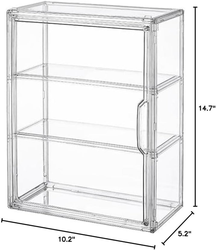 3 Tiers Clear Display Case for Figures, Acrylic Storage Organizers Box with Magnetic Door, Wall-Mounted Dustproof Showcase for Collectibles Action Figure