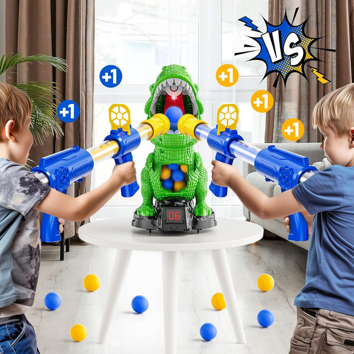 Dinosaur Shooting Toys for Kids 3-5 Years, Movable Target Shooting Games with 2 Air Pump Launcher, Interactive Competition Game Gift for Boys and Girls Ages 3 4 5 6 7 8 Years Old