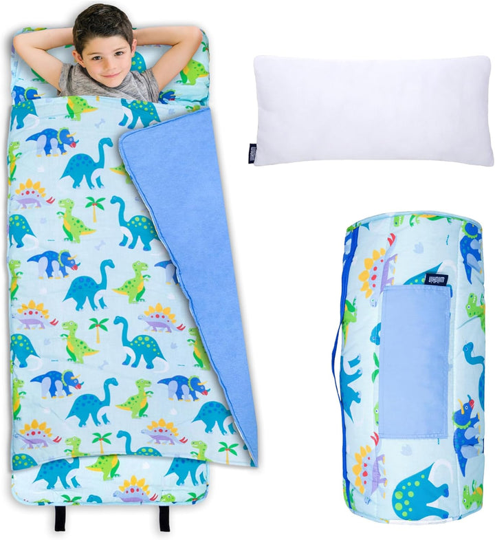 Kids Original Nap Mat – Cozy Kids Sleep Mat with Pillow, Ideal for School & Travel - Trains, Planes, and Trucks