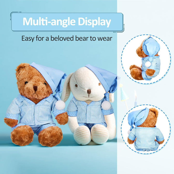 Stripe Bear Clothes Stuffed Animal Clothes 12 -16 Inch Build a Lovely Stuffed Animal Costumes and Accessories Fit, Bear Is Not Included(Blue)