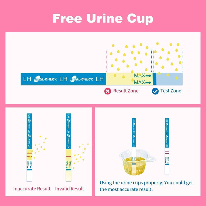 25 Count Ovulation Test Strips with Cups, Bulk Ovulation Test Strips for Women, Ovulation Predictor Kit, Accurate Fertility Tests for Home, Individually Wrapped 5Mm LH