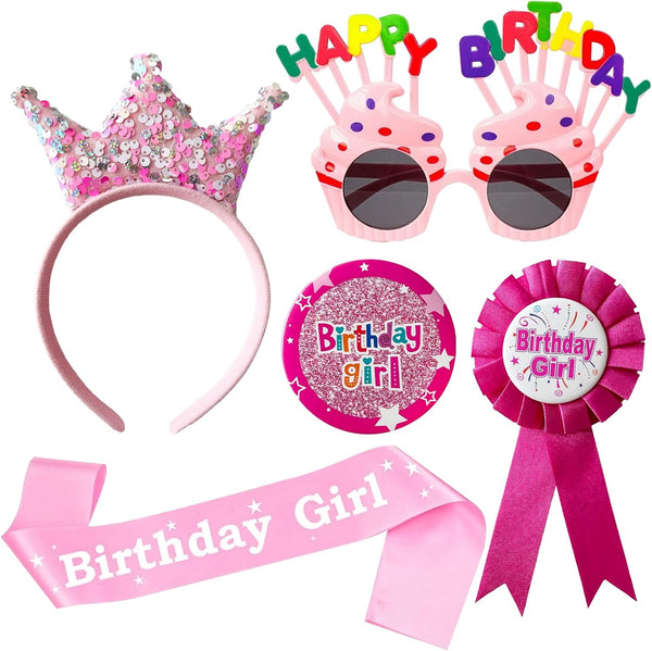 Birthday Crown and Dress up Set - Headband Tiara, Ribbon Medal for Kids, Girl, Boy, Children'S Party