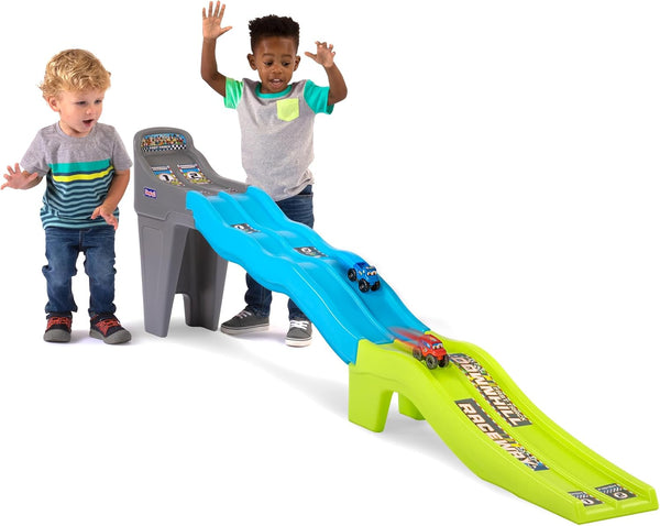 Fast Track Downhill Raceway, Dual Racetrack for Kids Cars for Toddlers, 2 Toy Race Cars Included, Made in USA