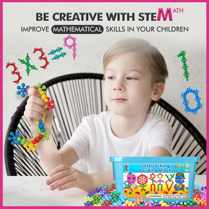 300 Pieces Building Blocks- Kids STEM Educational Building Toys- Discs Sets Interlocking, Solid Plastic for Preschool Kids Boys and Girls Aged 3+, Creativity Toys