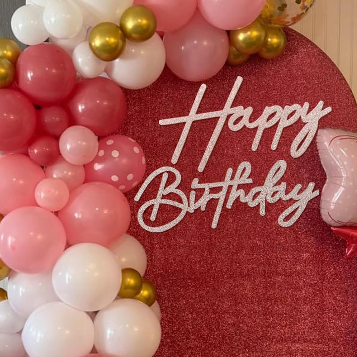 Happy Birthday Sign for Backdrop - Glitter Felt Happy Birthday Letter Sign for Balloon Arch Birthday Party Balloon Arch Backdrop Decorations for Birthday Party Baby Shower - Gold