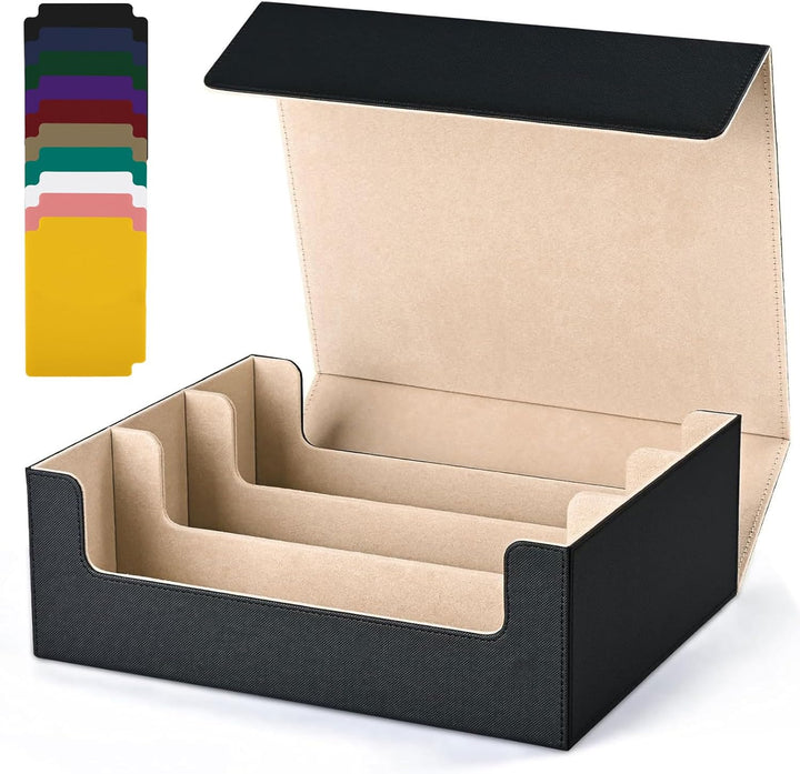 Card Storage Box for Trading Cards, 1800+ PU Leather Commander Card Deck Case, Magnetic Closure Card Holder Fits for Magic Game Cards (Black)