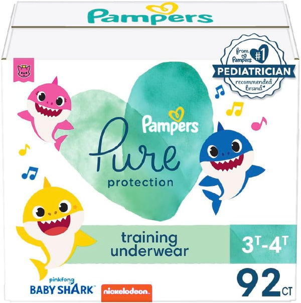 Training Pants - Pure Protection - Size 3T-4T, 92 Count, Baby Shark Premium Hypoallergenic Potty Underwear