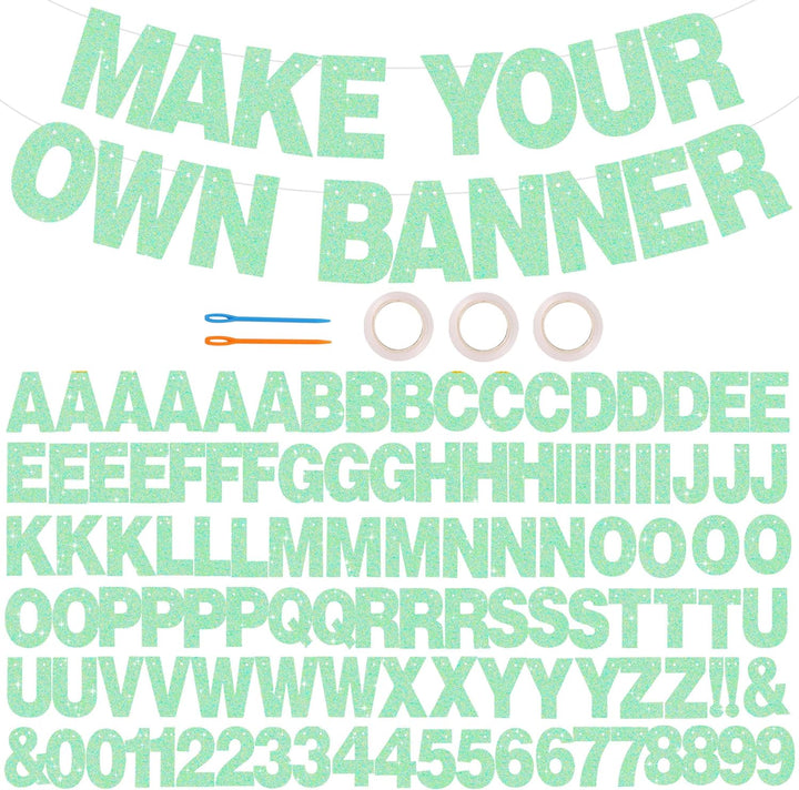 116 PCS A-Z Glitter Black DIY Letter Banner Kit Make Your Own Banner，Including 111 Letters and Numbers 3 Rope and 2 Threading Device,Customized for Birthday Graduation Wedding Party Decor