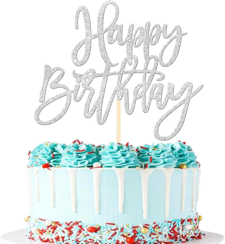 1 PCS Gold Happy Birthday & Anniversary Cake Topper