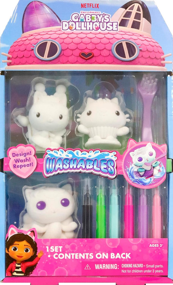 Gabby'S Dollhouse Washables Set Color and Wash Reusable Figures with Markers and Accessories Creative Art Toy for Kids Ages 3+, Dreamworks Gabby Official