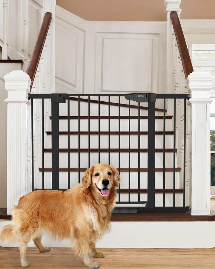 29.7-46" Baby Gate for Stairs, Toddler Safety Essentials for the House, Auto Close Dog Gate for Doorways, Mom'S Choice Awards Winner-Easy Install Pressure Mounted Pet Gates for Dogs, White