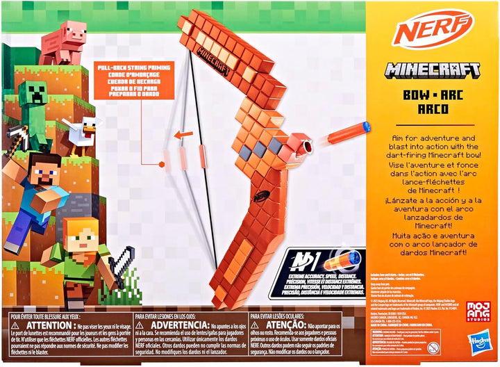 Minecraft Bow Dart Blaster, Pull-Back String Priming, 8  N1 Compatible Only with N1 Dart Blasters, Ages 8+