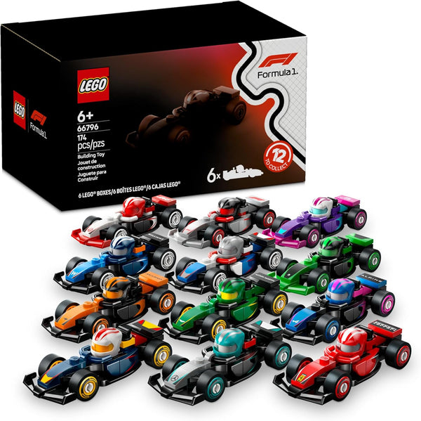 F1 Collectible Race Cars, 6 Pack - Building Set for Boys & Girls, Ages 6+ - Birthday Party Favor or Gift - Mystery Box W/Surprise F1 Car Toys - Travel Toys for Kids - 66796