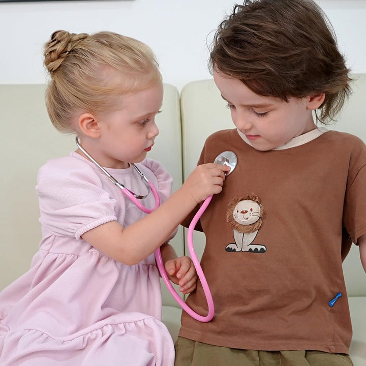 Kids Stethoscope Toy, 2 Pack Real Working Stethoscope Toy for Toddler 3 4 5, Doctor Play Set for Role Play, Medical Pretend Playset for Boys Girls Birthday (Blue and Pink)