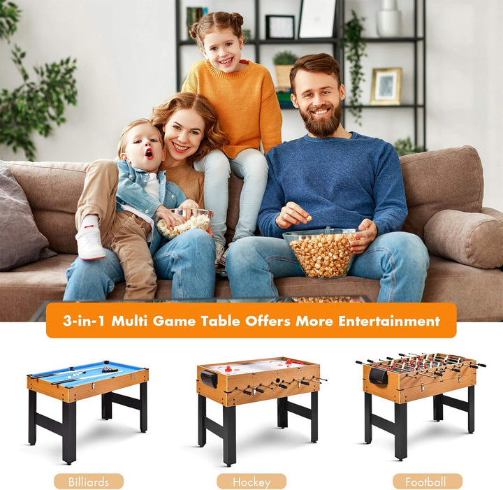3 in 1 Multi Game Table, 49 Inch with Foosball Hockey & Billiards, Competition Sized Combo Game Table for Home, Game Room, Bar, Party, Club