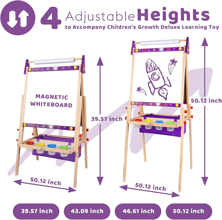 Art Easel for Kids Easel for Toddlers,Adjustable Standing Wooden Toddler Easels Kid Whiteboard & Chalk Board Dry Erase Board,Art Easel for Kids Age 2-4 4-8 9-12 Drawing Easels