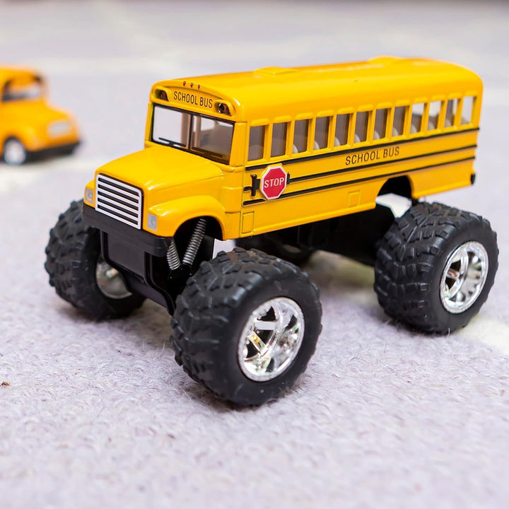 5" Monster School Bus Die Cast Metal Model, Pullback Action Toy Monster Truck