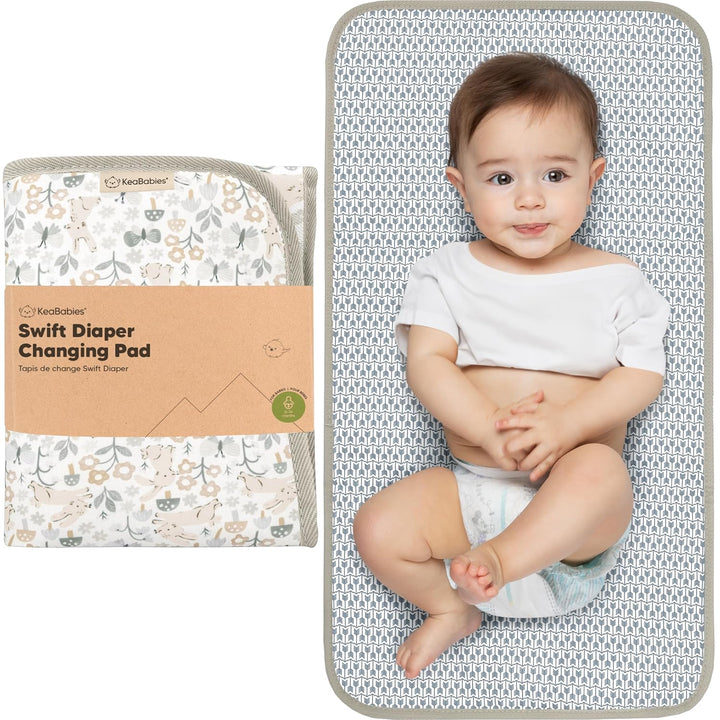 Portable Diaper Changing Pad, Easy Wipe Clean - Foldable Waterproof Baby Changing Mat for Diaper Bag, Compact, Lightweight, 25X13 Baby Changer Travel Essential, Machine Washable (Black Geo)