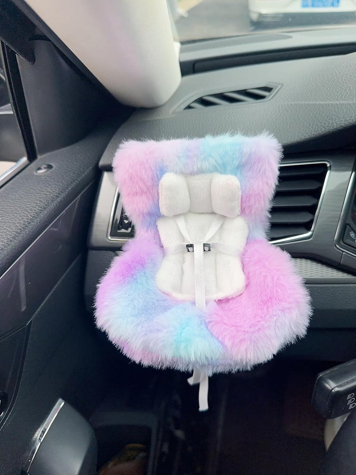 Doll Car Seat for 17Cm Dolls with Air Vent Clip and Desktop Stand, Cute and Functional Car Ornament for Blind Box Doll Fans, Collectors (Pink)