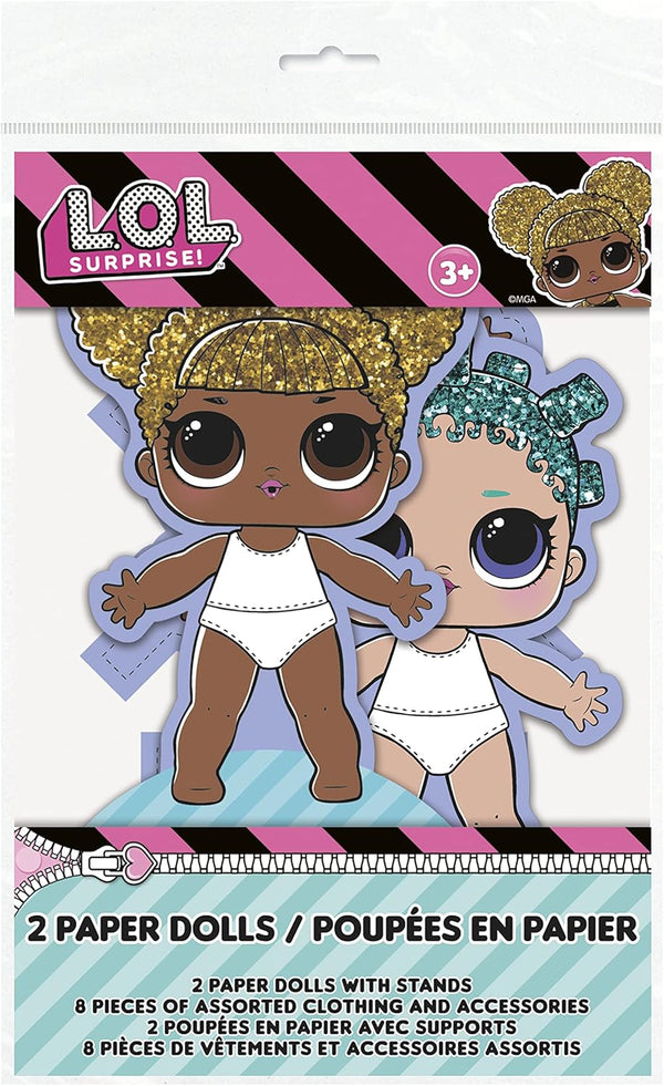 Multicolor LOL Surprise Paper Dolls - 2 Count | Disposable Fun, Perfect for Creative Play & Party Favors