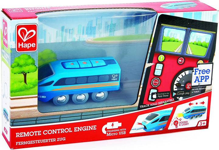 Remote Control Engine Train | Kids Railway Toy, App or Button RC Vehicle with 5 Playable Sounds, Rechargeable Battery Feature, Blue