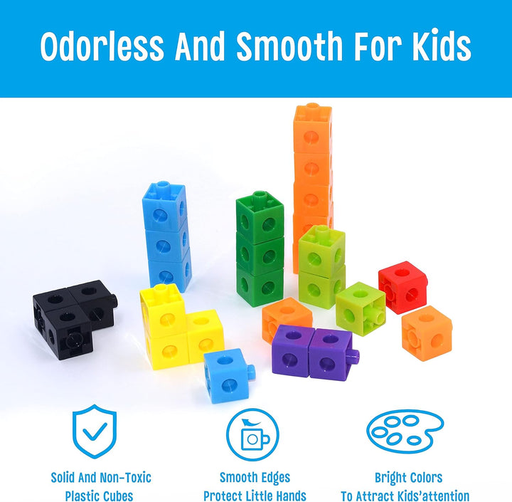 Math Linking Cubes, Math Cubes Manipulatives with Activity Cards Linking Cube Math Counters for Kids Kindergarten Learning Activities