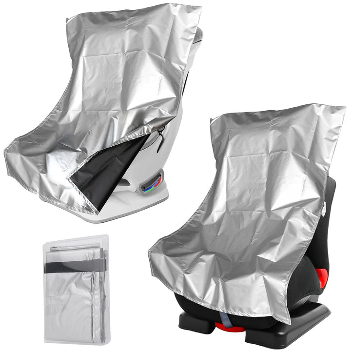 2PCS Car Seat Sun Shade Cover,Baby Car Seat Heat Protector to Keep Toddler Seat at a Cool Temperature,Reflective Car Seat Covers Shield from Heat and UV Sunlight