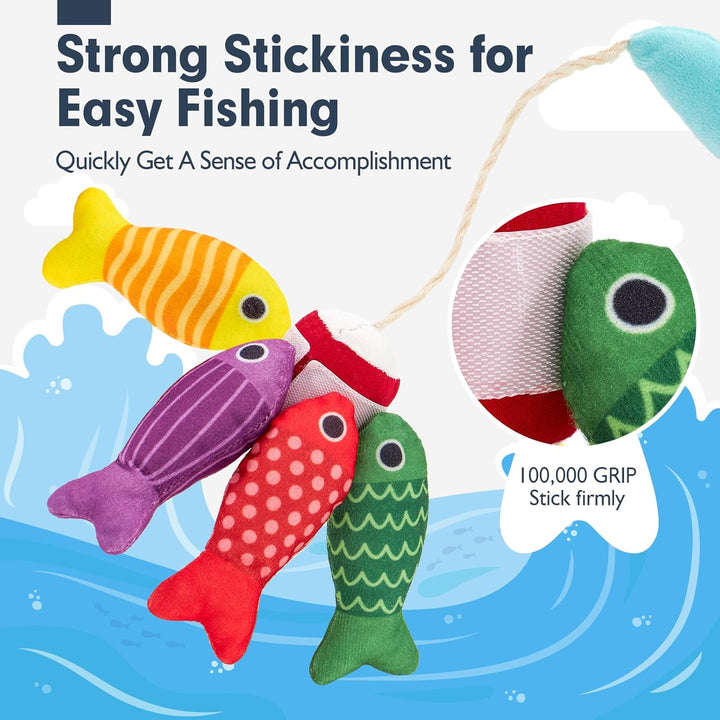 Montessori Toys for 1 Year Old - 10 in 1 Cloth Toddler Fishing Game with Stacking Cups, Baby Toy 12-18 Months One Year Old Boy Birthday Gift, Toddler Toys for 1 2 Year Old Boy Girl Gifts
