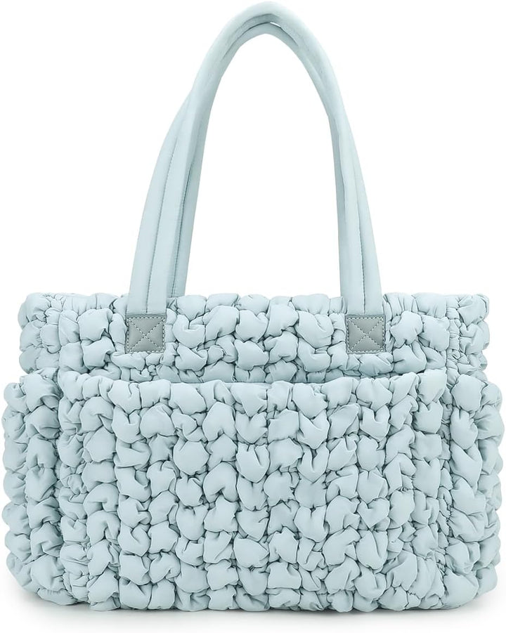 Puffer Tote Diaper Bag for Women, Multifunction Lightweight Fashion Quilted Mommy Tote Bag