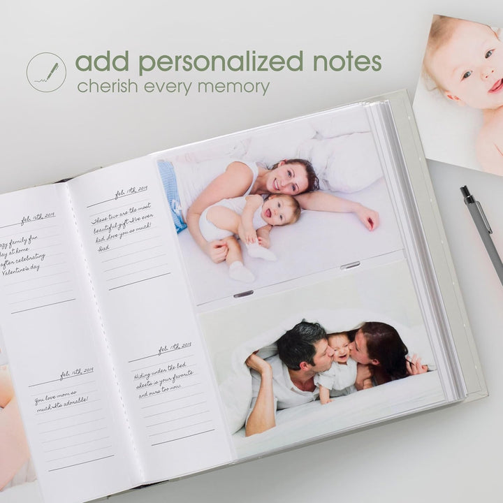 Baby Photo Album, Keepsake Book for New and Expecting Parents, Gender-Neutral Baby Accessory, Ideal Gift for Baby Shower, Holds 200 Pictures, Gray and White Polka Dot