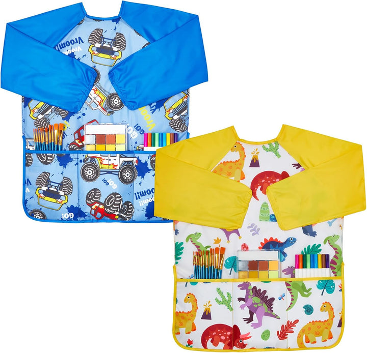 2 Pack Kids Art Smocks,Toddler Smock,Waterproof Artist Painting Aprons for Children