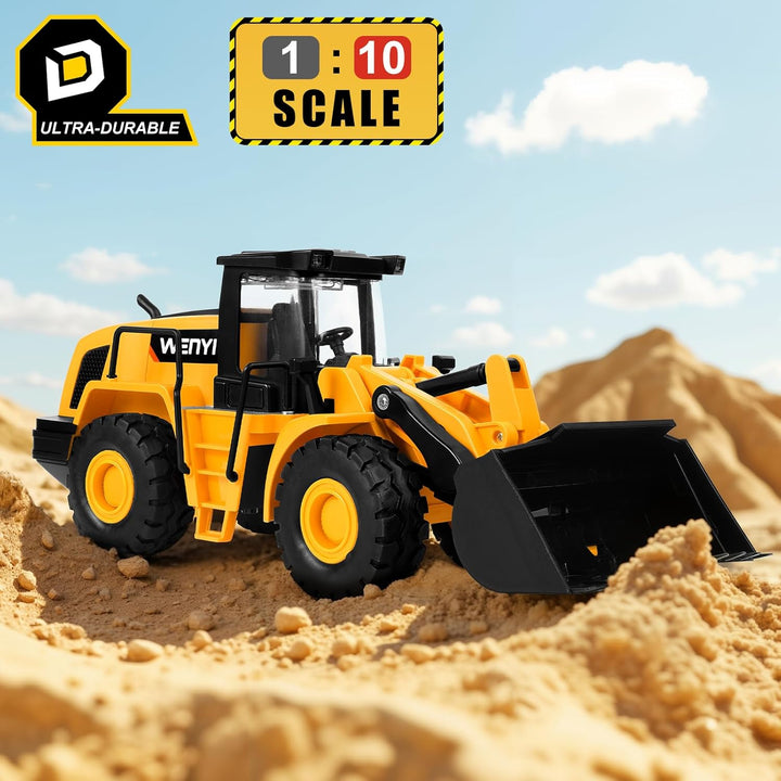 Bulldozer Toy, 16" Front Loader, 1:10 Scale Classics Bulldozer, Wheel Loader with Real Working Arm & Bucket, Lights & Sounds Construction Vehicle Toy for Boys and Girls, Kids, Toddlers, Ages 3+