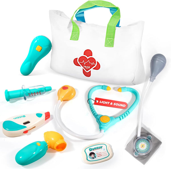 Doctor Kit for Toddlers 3-5 - Preschool Pretend Play Medical Kit with Stethoscope, Blood Pressure Cuff and Carrying Bag- Dress up Toys for Kids Ages 3+ Years