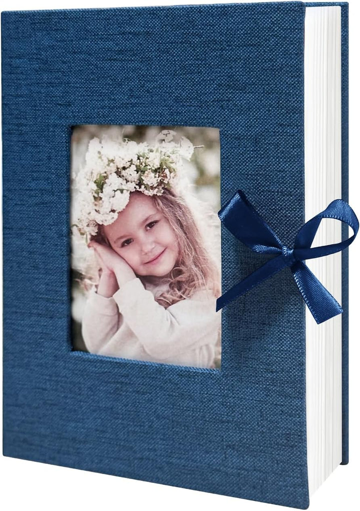 Photo Album 4X6 100 Pockets, Linen Cover Top Loader Vertical, Slip-In Picture Grey Pockets Albums for Wedding, Family, Anniversary, Baby, Vacation