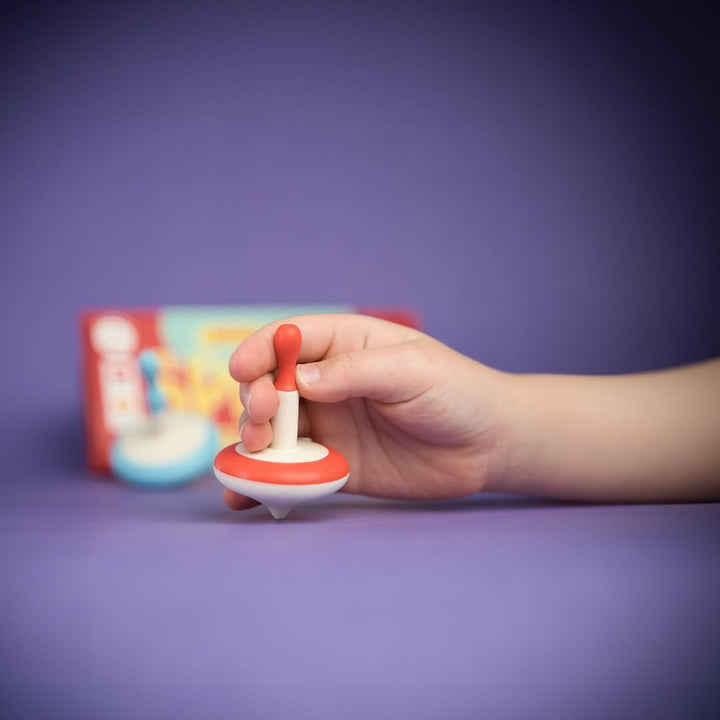 Spinning Tops for Kids 2 3 4 5+ Year Old, Set of 3 Wooden Montessori Toys, Improves Hand Eye Coordination, Great for Sensory Play, Eco-Friendly 100% Child Safe (Red/Blue/Yellow)