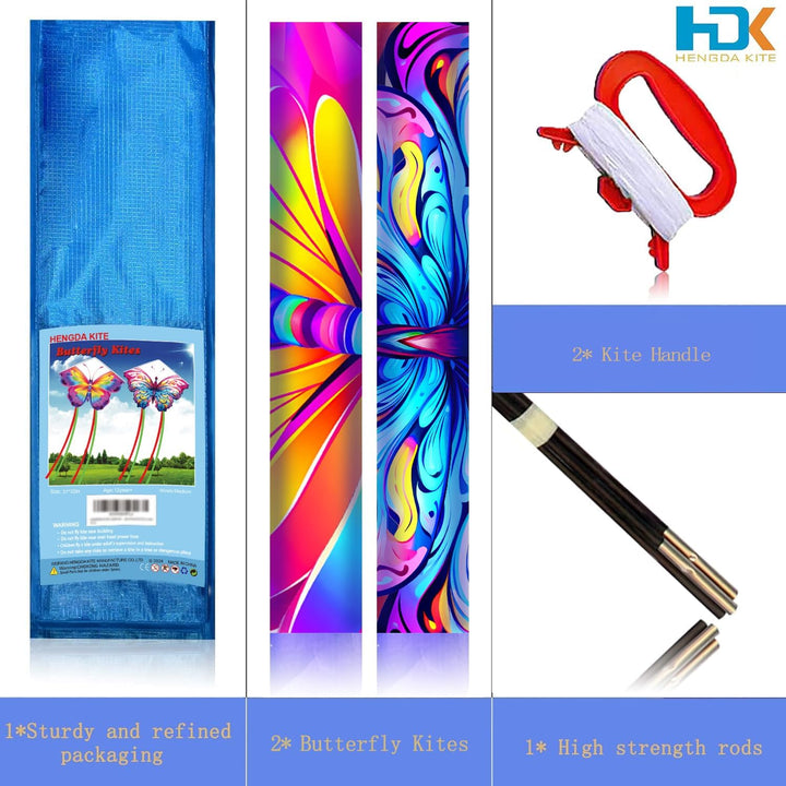 2 Pack Butterfly Kite,For Kids and Adults,Easy to Fly,Excellent Fabric and Structure Design,The Pictures Are Beautiful in High Definition,Suitable for Beginners(31X22)