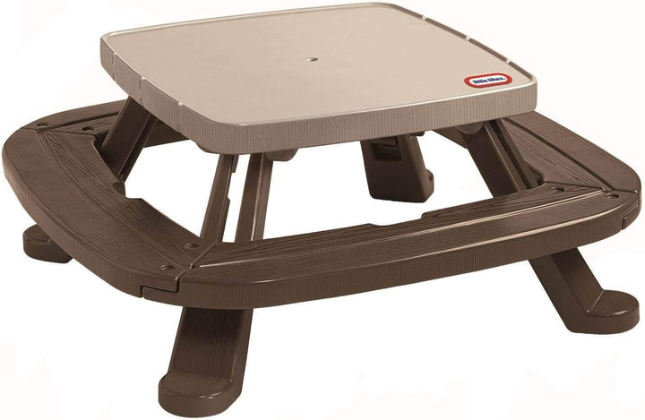 Fold 'N Store Picnic Table with Market Umbrella, Brown (632433M)