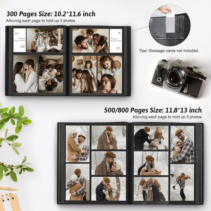 Photo Album 4X6 300 Pockets with Leather Hardcover Cover, Small Photo Album Holder Book with 50Pcs Pages for Family Travel Wedding Baby Gifts