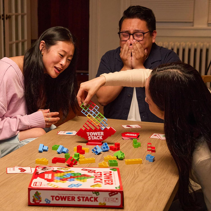 Tower Stack by Relatable, Exciting Tower Game for Kids & Adults Family Game Night, Fun Stacking and Building Toys, Includes 44 Cards, 32 Blocks, 1 Tower Body, 1 Tower Stand, and Instructions