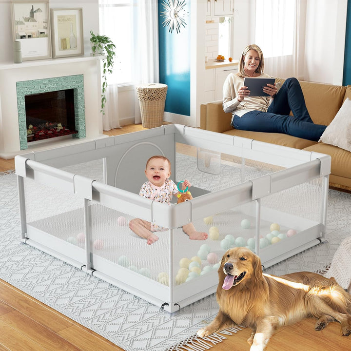 Baby Playpen, 47X47 in Small Play Pen,Toddler Playpen for Apartment,Play Yard,Activity Fence, Extra Large Baby Playard